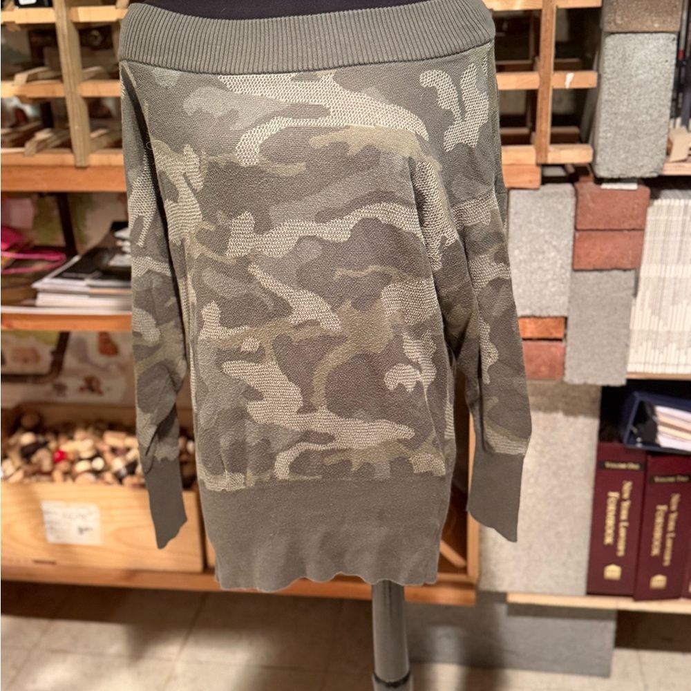 Express Olive Camouflage Knit Sweater